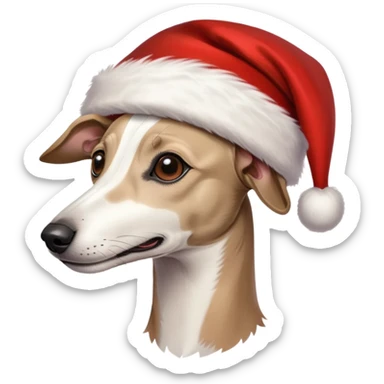 Whippet with santa hat sticker