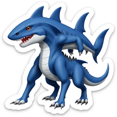 dark-deep-denim-steel-cobalt-blue 4-legged digitigrade land-shark-landhai-vernid-sergal-sharpedo-houndoom-hybrid-fusion-creature, full body sticker