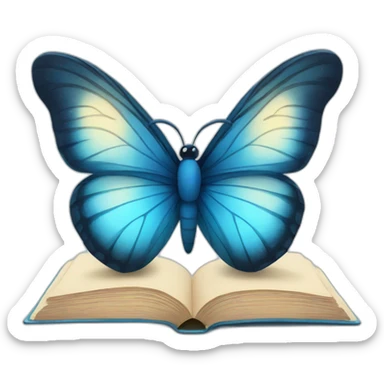 Blue Butterfly reading a book sticker