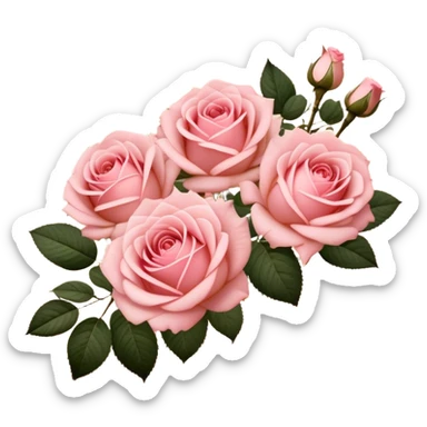 Aesthetic flat lay of blush pink roses on aged parchment, golden calligraphy details. sticker