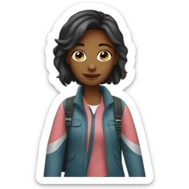 Girl with airport sticker