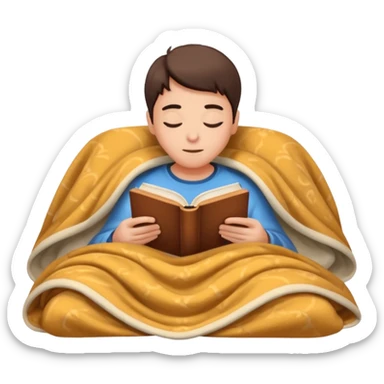 reading a book under a blanket – cozy and dream sticker