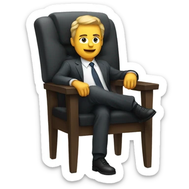 a director on a chair, legs crossed, confidently sitting sticker