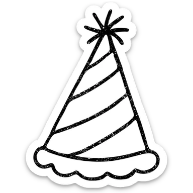 hand drawn outlined party hat icon sticker