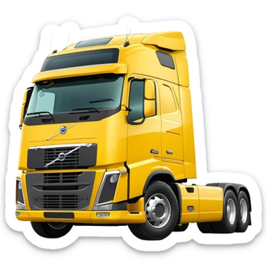 Volvo semi truck bright yellow three-quarters view sticker