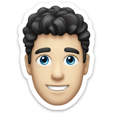 Man, blue eyes, black hair, bright blue eyes, white skin, caucasian, smiling, happy sticker