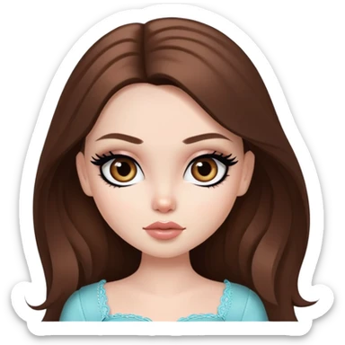 pretty bratz girl, long brown hair, brown eyes, black eyeliner, pale skin sticker