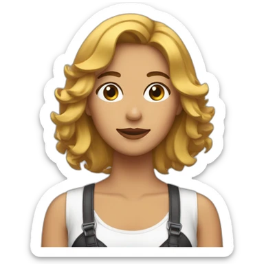 Mujer con media melena rizada con mechas sticker