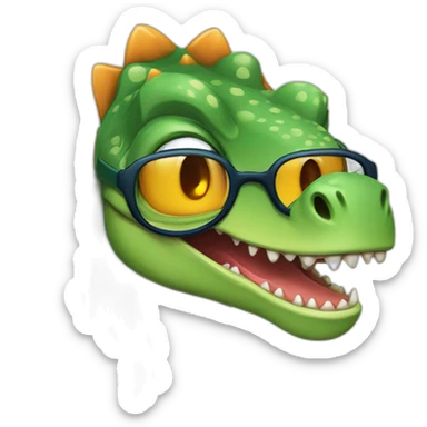 dinosaurio con lentes y Cara preocupada sticker