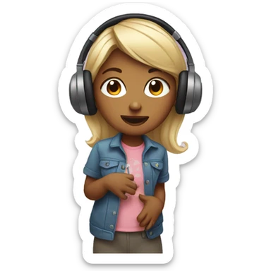 Girl listen to music sticker
