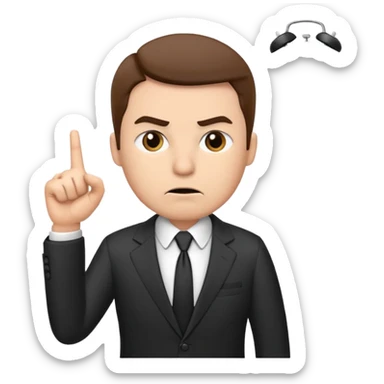 annoyed boss pointing at the clock sticker