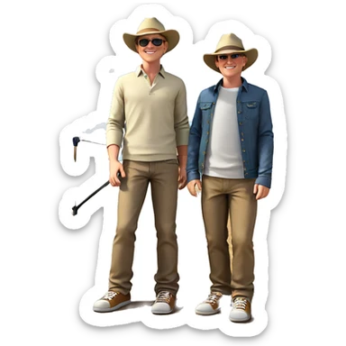 boys enjoying a sunny day sticker