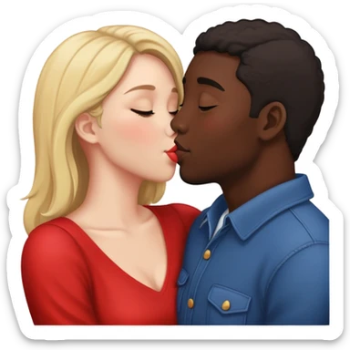 Two people in love kissing, black sticker