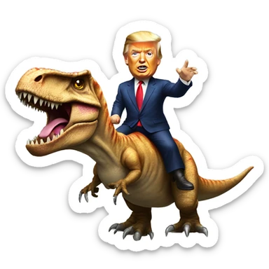 Donald Trump riding a t-Rex sticker