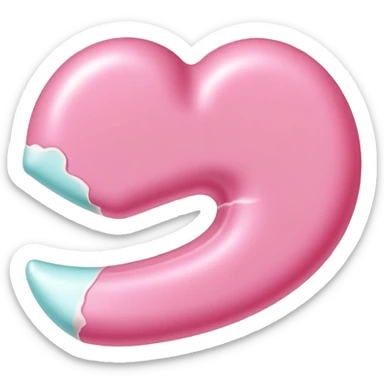 a piece of chewing gum, pink bubble gum, candy sticker