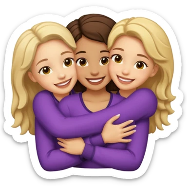 Three light skin girls hugging sticker