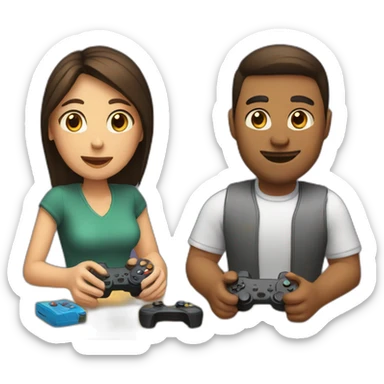 couple playing video game together sticker