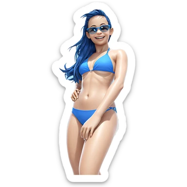smiling girl in blue bikini sticker