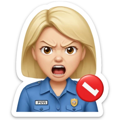 emojis.com a-karen-mom-yelling-at-somebody-that-wont-take-their-dog-out-and-is-showing-her-badge-but-its-fake sticker