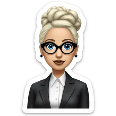 Lady gaga blue eyes black glasses realistic updo  sticker