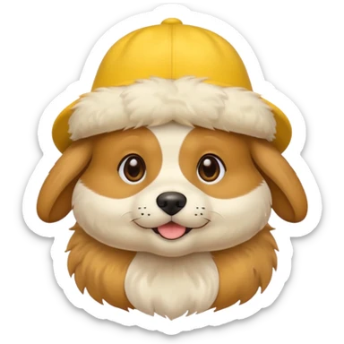 puppy dog with hat yellow sticker