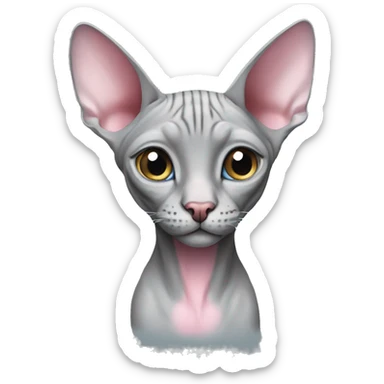 Grey with pink sphynx cat with blue eyes sticker