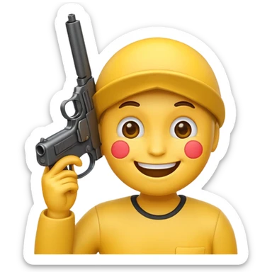emoji holding gun to head while smiling sticker