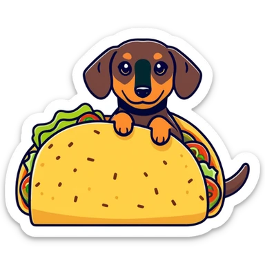 Taco with a dachshund in it sticker