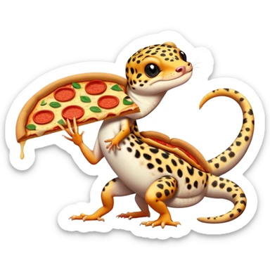 leopard gecko stealing slice of pizza sticker