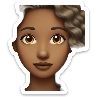 A girl with wavy hair brown eyes and to have make up sticker