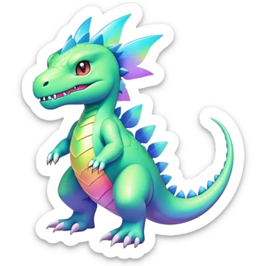  Cool Divine Cute Vibrant Pastel Bright Colorful Iridescent Modern Digimon-Druddigon-Fakemon-Reptile full body sticker
