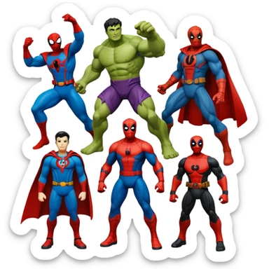 Spiderman,Hulk,Superman,Deadpool,doctor strange sticker