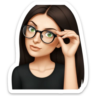 female, black shirt, long black hair sticker