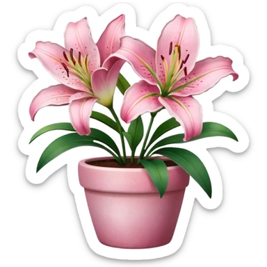 pink lily flower pot sticker