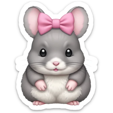 Chinchilla with pink bow sticker