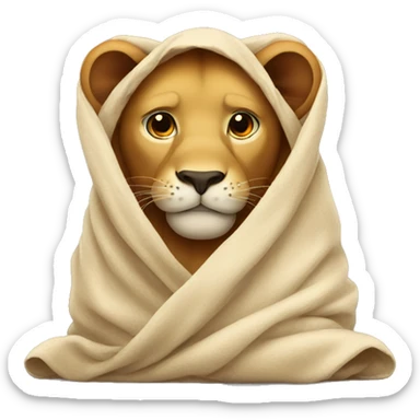 lion wrapped in blanket sticker