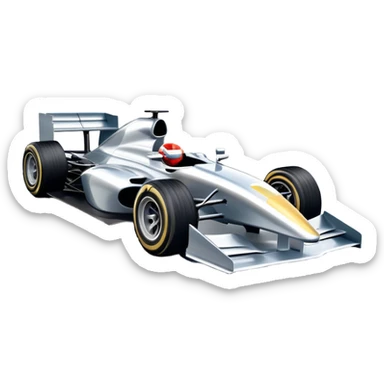 An icon showing a Formula 1 car racing down a track, with speed lines trailing behind. The design captures the intensity of high-speed racing, with sharp curves and bright track lights in the background. Transparent background highlights the action and excitement of racing. sticker