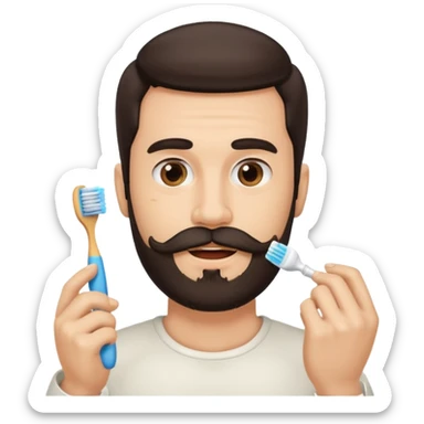 turn his beard into a tooth brush mushtache sticker