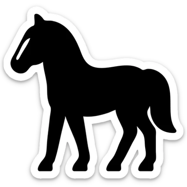 brown horse with chocolate mane and a long white stripe on its muzzle, minimal flat icon style sticker