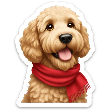 Goldendoodle with red scarf sticker