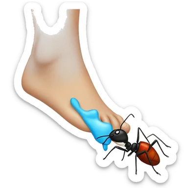 Human foot stepping on an ant sticker