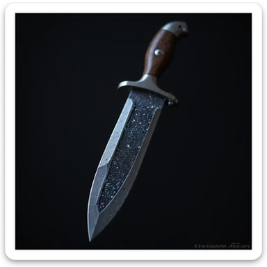 realistic gothic knife, with a starry night motif, photorealistic style, no background sticker