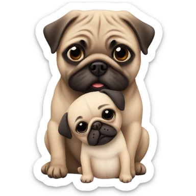 Pug with baby hugging  sticker