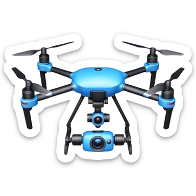 cinematic camera drone object icon, 3-axis gimbal stabilized camera, large lens, carbon fiber arms, glowing status lights, 3D cartoon, mobile game icon style, centered, clean background, no text, no watermark
  sticker