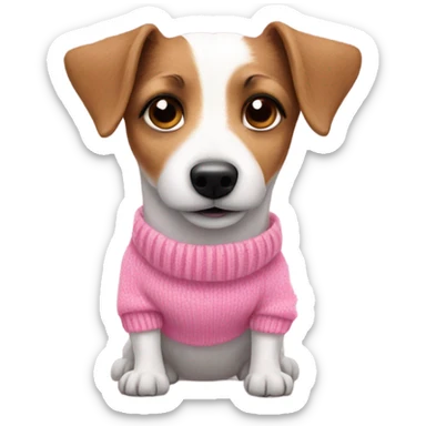 Cute long haired jack russel wearing pink sweater  sticker