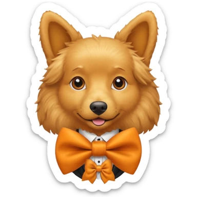 golden dog with orange bow tie sticker