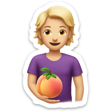 Peach and eggplant on human sticker