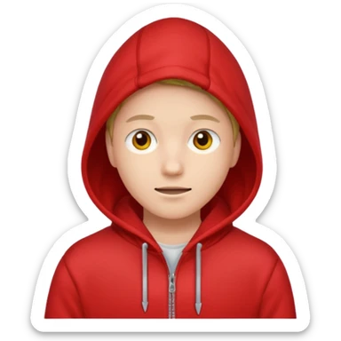 hoodie red simple, dont add laces and no face ore smile sticker