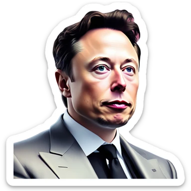 Synthwave pixelated Elon Musk in Uncle Scrooge style, oil paint, mysterious eyes, intricate lips, masterpiece portrait, beautiful, desirable, logical sticker