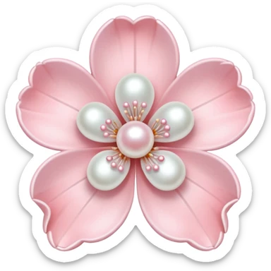 light pastel sakura flower with pearl beaded outline sticker